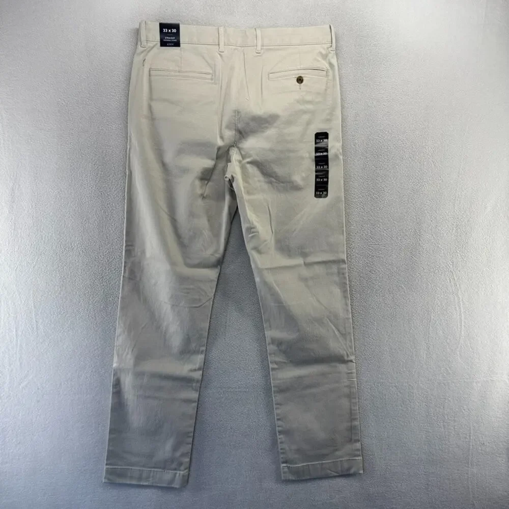 J Crew Pants mens 33x30 (34x31) Beige Chino Khaki Original Preppy Boat Yacht NEW